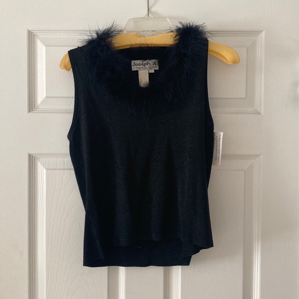 Joseph A black fur lines Dressy Tank. Size M. NWT